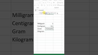 Convert Milligram into Gram Microsoft Excel msexcel gram excel shorts [upl. by Holly-Anne]