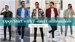 How to Carry Open Shirt With Tshirt Combination  Shirt and T shirt Style Ideas [upl. by Alletse224]