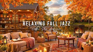 Cozy Fall Coffee Shop Ambience 🍂 Relaxing Morning with Smooth Jazz Music amp Crackling Fireplace [upl. by Kienan479]