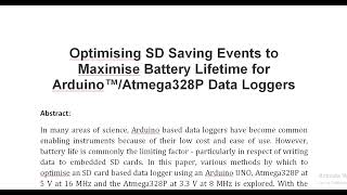 Optimising SD Saving Events to Maximise Battery Lifetime for Arduino™Atmega328P Data Loggers [upl. by Oira]