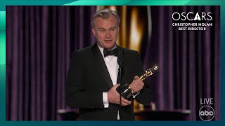 Christopher Nolan Wins Best Director for Oppenheimer  96th Oscars 2024 [upl. by Ylhsa112]