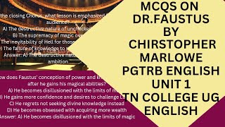 MCQS ON DR FAUSTUS BY CHRISTOPHER MARLOWEPGTRB ENGLISH UNIT 1 [upl. by Anrim]