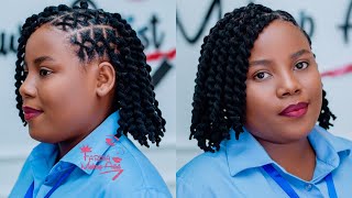 Jinsi ya kusuka NYWELE YA UZI  UTUMBO WA UZI  Fake twist Hairstyle [upl. by Issie]