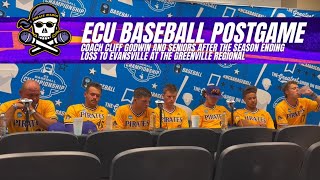 ECU Baseball Coach Cliff Godwin amp Seniors after the loss to Evansville at the Greenville Regional [upl. by Rafaelita]