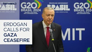 Erdogan renews calls for peace in Middle East at G20 [upl. by Natrav]