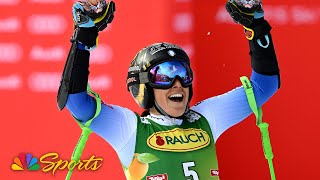 Federica Brignone overtakes Mikaela Shiffrin to win World Cup race  NBC Sports [upl. by Ardnaskela]