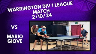 Neil Myatt vs Mario Giove Antispin BH  Warrington Div 1 League Match  21024 [upl. by Schubert]