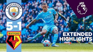 EXTENDED HIGHLIGHTS  Man City 51 Watford  Jesus amp Rodri Goals [upl. by Anerhs853]