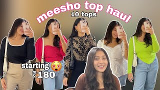 Huge Meesho top haul  meesho affordable tops haul  starting just for ₹180🤩 pravirpallavi [upl. by Kaete154]