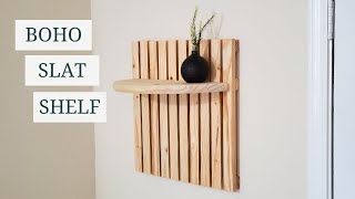 Boho Wooden Wall Decor  Slat Wall Shelf  Diy Wood Projects under 5 min 2 [upl. by Peacock]