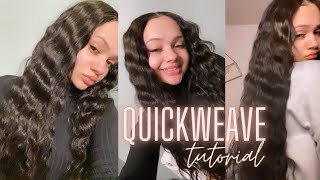 LOOSE DEEP WAVE QUICKWEAVE w LeaveOut  Loose crimps Install [upl. by Morette138]