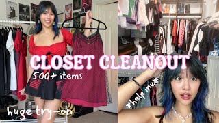 EXTREME CLOSET CLEANOUT Trying on everything in my closet part 1 [upl. by Nosnaj531]