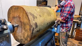 Huge Log vs Wood Turning Lathe [upl. by Kosaka]