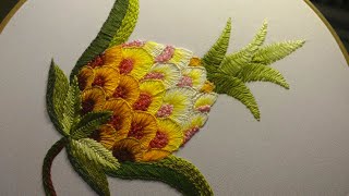 Dive Into Pineapple Embroidery Mastery  Pineapple Embroidery Easy stitches  CREWEL WORK [upl. by Zoi334]