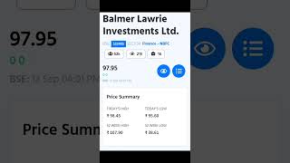 BALMER LAWRIE INVESTMENTS EXDATE 19092024 bse nse trending dividend dividendstocks [upl. by Halley]