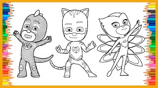 🎨Coloring Catboy Gekko amp Owlette PJ Masks  How To Color Easy Coloring Drawing amp Painting [upl. by Iegres810]