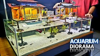 Create a Floating Village Diorama Aquarium for Small Fish  AQUARIUM DECORATIONS [upl. by Philana]