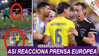 ASI REACCIONA PRENSA EUROPEA a PENAL NO PITADO a COLOMBIA vs ARGENTINA COPA AMERICA 2024 [upl. by Torrell]