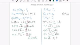 Bases Num Conversion décimal vers quotbinaire à virgulequot [upl. by Enrichetta15]