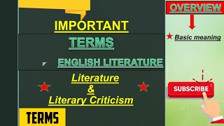 LiteratureLiterary CriticismLiterary Terms English literature [upl. by Yeleen674]