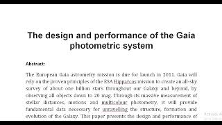 The design and performance of the Gaia photometric system [upl. by Gorey]