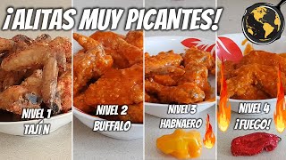 ¡Alitas MUY Picantes  4 Salsas con 4 níveles de PICOR  Cocina Universal [upl. by Yrennalf24]