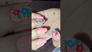 Flower nail art with doting tool 🌺🌸🌿nailart nails naildesign nailtutorial flowernails [upl. by Gnilyam]