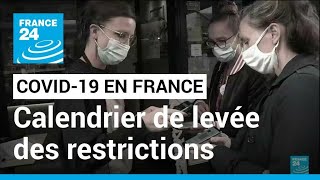 Covid19 en France  le calendrier de levée des restrictions • FRANCE 24 [upl. by Blinnie]