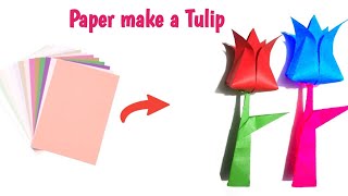 Paper tulip flower step by step  How to make paper tulip flower  Easy paper tulip flower [upl. by Brost]