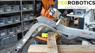 Automatic grinding of overhangs with FerRobotics ACFK cobot angle grinder [upl. by Nomrac]