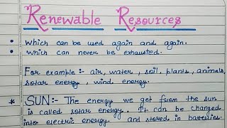 10 lines on Renewable Resources in EnglishEssay Renewable Resources in EnglishRenewable Resources [upl. by Dnomzed]