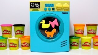 Toy Washing Machine Zanussi HTI with PlayDoh and Animal Molds Fun for Kids [upl. by Barnet]