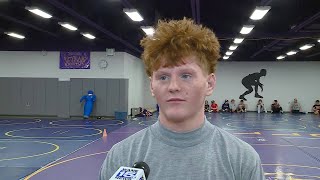 Aidan Elkins full interview to preview 2024 IHSAA wrestling state finals at New Haven practice on 2 [upl. by Pillow408]