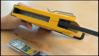 How to Load Brads in a Dewalt DWHTTR350 HeavyDuty Staple Gun Stapler  Brad Nailer [upl. by Farleigh]