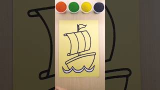 Sand painting Ship art sandart shorts kidscoloring [upl. by William]