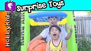 Giant BASKETBALL Surprise Toys by HobbyKidsTV [upl. by Flossi]