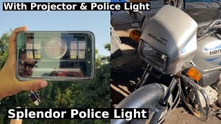 Best LED Headlight for Splendor  Police Light with Projector  How to Install Led Headlight [upl. by Roath]