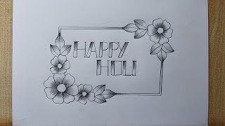 Holi Special Card drawing easy Happy Holi Drawing [upl. by Rollo]