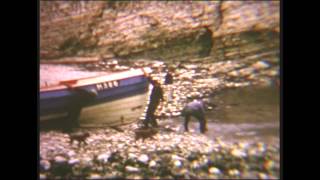 Launching Coble H386 Dennis at North Landing Flamborough in the 1960s [upl. by Kory]