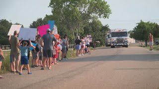 Firefighter makes triumphant return home after being injured in a house fire [upl. by Naiva]