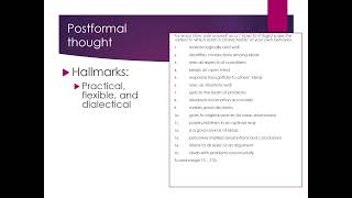 Lifespan Ch 18 Postformal reasoning [upl. by Novihc]