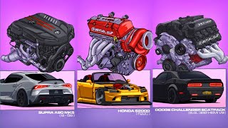 Super Car with Engine S2000 F22C  Dodge Challenger Scatpack 64L 392 HEMI V8  Supra A90 B58 [upl. by Kampmeier]