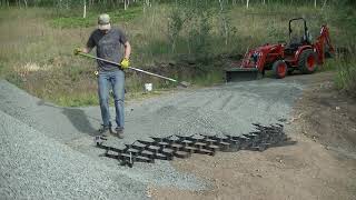 Putting Down Gravel Driveway Using Geocell Our Solution for Long Steep Slope [upl. by Imij]