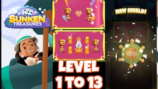 SUNKEN TREASURES LEVEL 1 to 13 Gameplay NEW SHIELD 🛡️ MONOPOLY GO monopolygo sunken treasures [upl. by Neffets95]