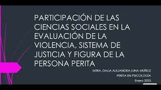 Participación de las ciencias sociales en evaluaciones de violencia y figura del perito [upl. by Son]