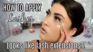 HOW TO APPLY FALSE EYELASHES To Look Like Lash Extensions 👀 [upl. by Eiclek]