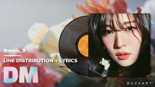 프로미스나인fromis9  DM  Line Distribution  Lyrics 파트분배  가사 [upl. by Osnohpla747]