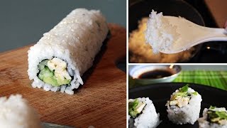 How to Make Vegan Sushi for BEGINNERS Vegan California Rolls  uramaki technique [upl. by Hamann845]