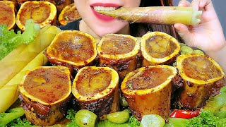 ASMR SPICY BEEF BONE  PICKLE GARLIC  PICKLE BAMBOO  EATING SOUNDS  LINHASMR [upl. by Deloris573]