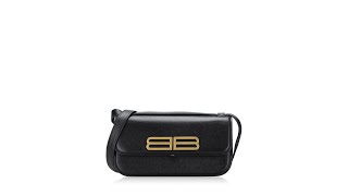 Balenciaga Calfskin Stripe Embossed Gossip Small Shoulder Bag Black [upl. by Notkcorb467]